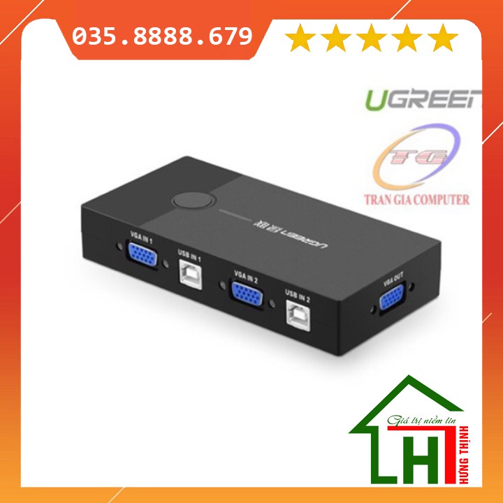 Bộ chuyển tín hiệu 2 CPU dùng 1 Màn hình KVM Switch USB Chính hãng Ugreen 30357 cao cấp Hưng Thịnh