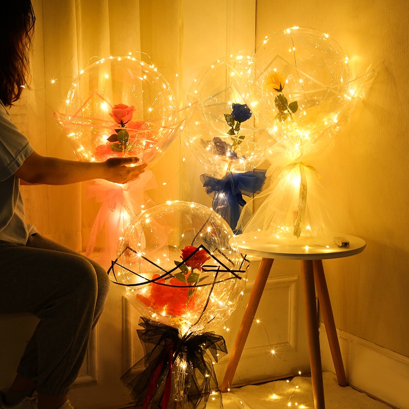 Bộ bong bóng hoa hồng kèm đèn LED dùng để làm quà tặng