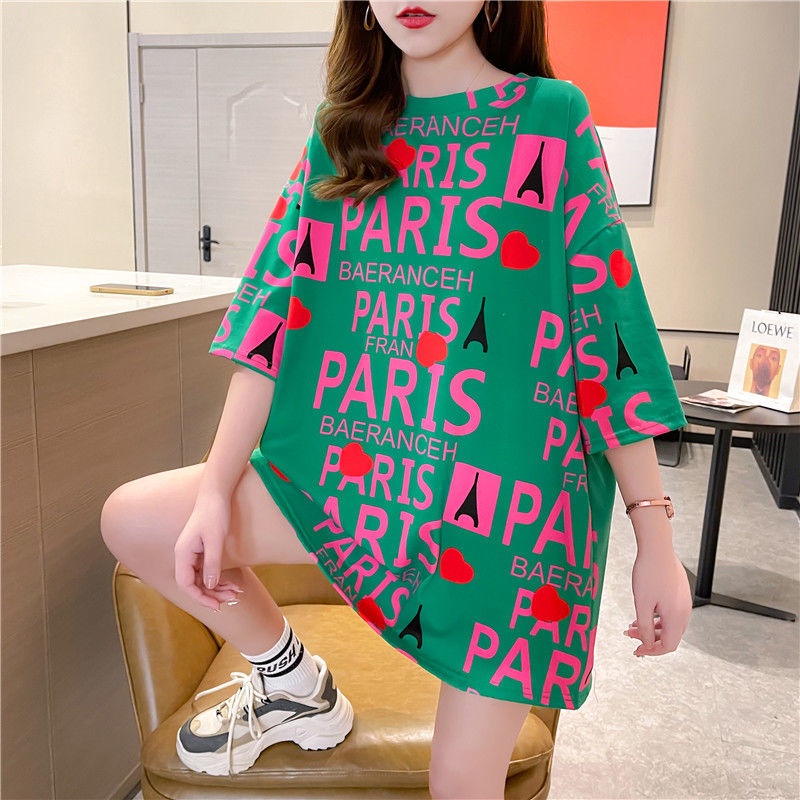 Áo Thun Tay Ngắn Plus Size Dài Trung Bình Phong Cách Hàn Quốc Cho Nữ