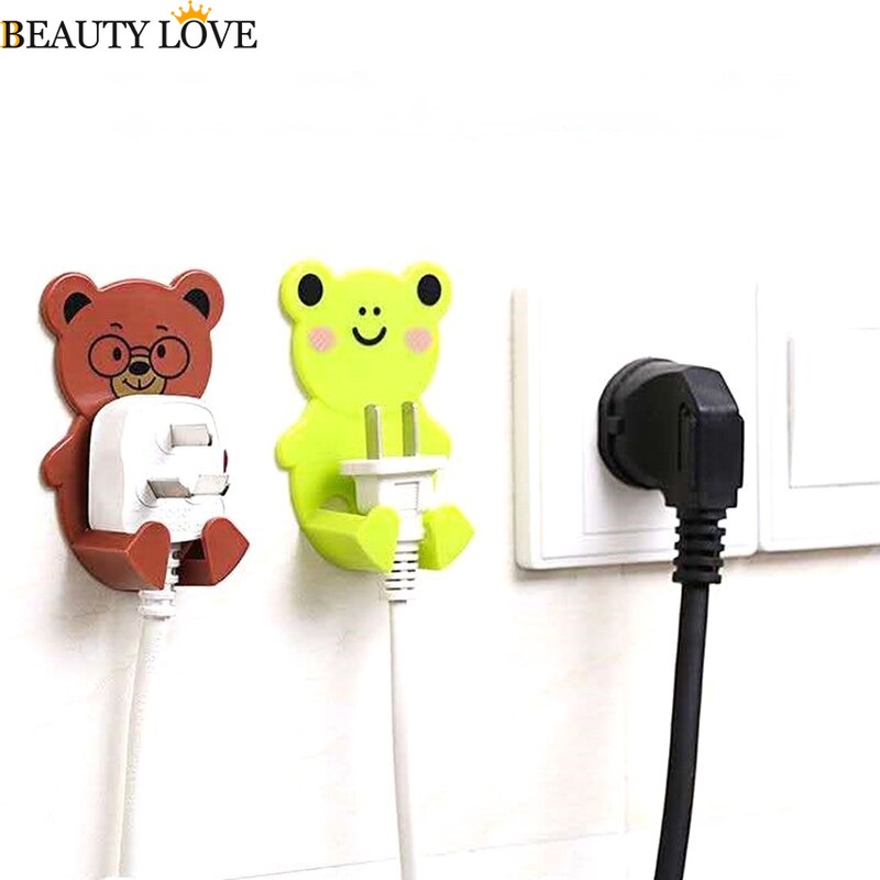 1 Móc Treo Phích Cắm Điện Dán Tường Bằng ABS Họa Tiết Hoạt Hình Động Vật Dễ Thương Chất Lượng Cao