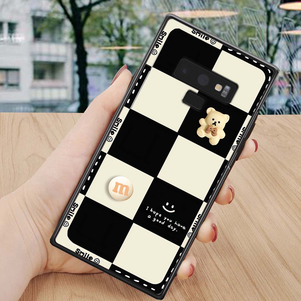 Ốp Samsung Note 9 gấu Bear rick caro vuông thời trang siêu đẹp