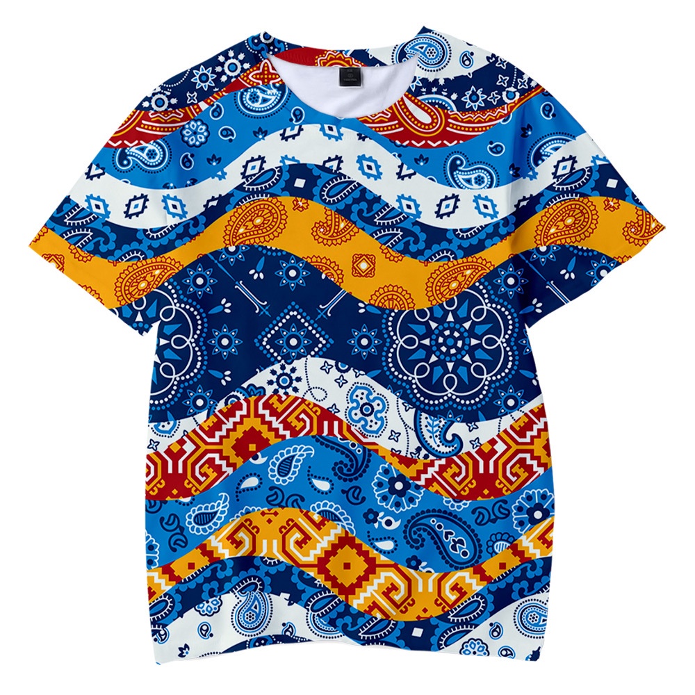 Áo Thun Tay Ngắn Dáng Rộng In Họa Tiết Paisley Phong Cách Âu Mỹ Thời Trang Cho Nam Và Nữ
