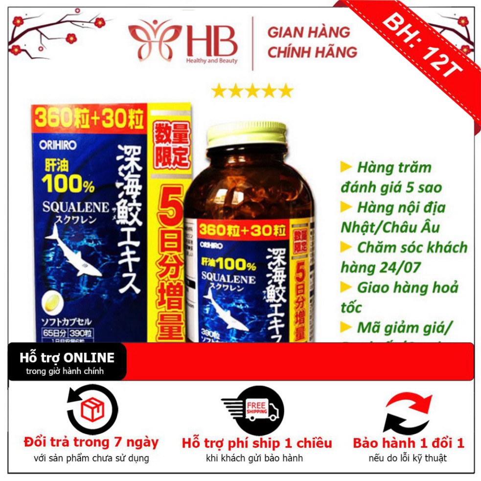 SALE NGHỈ BÁN Viên Uống Sụn Vi Cá Mập Orihiro Squalene 360 viên Nhật Bản SALE NGHỈ BÁN