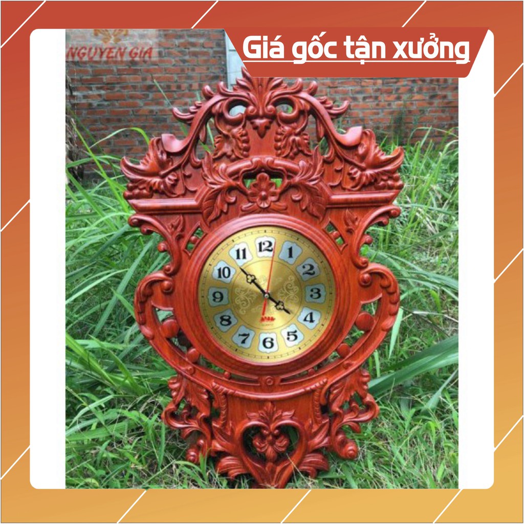 Đồng hồ gỗ, đồng hồ hoa lan tây gỗ hương đỏ cao cấp, sang trọng
