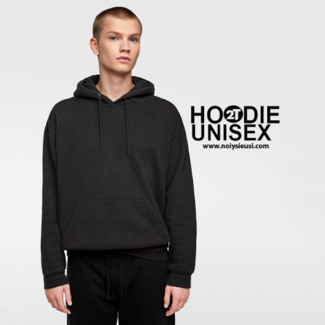 hoodie áo Áo Khoác Hoodie ♥️FREESHIP♥️Nỉ Trơn Unisex - Đen