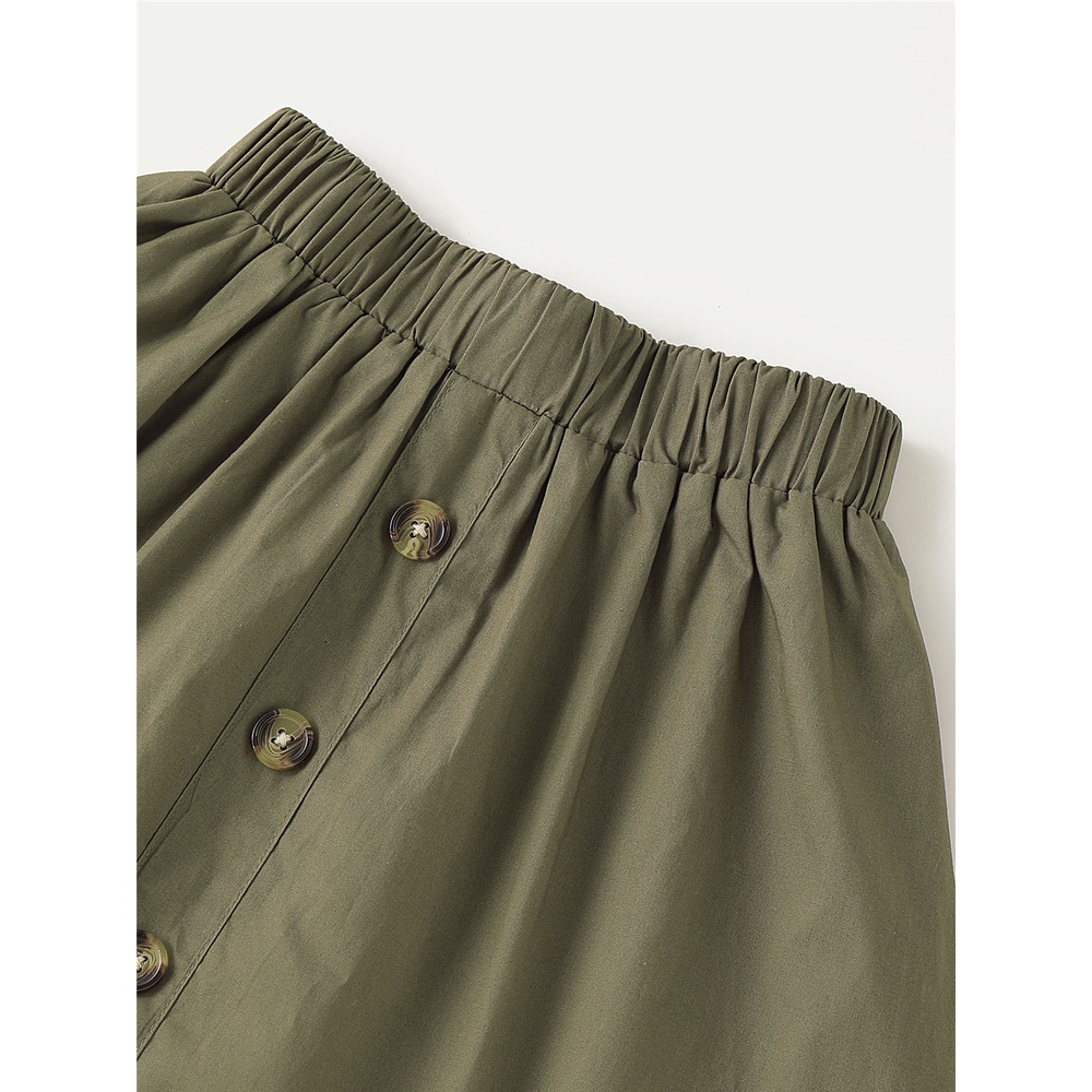 Set trang phục 2 món MIKRDOO gồm áo tay dài kẻ sọc và chân váy xanh lá cho bé gái 1-5 tuổi