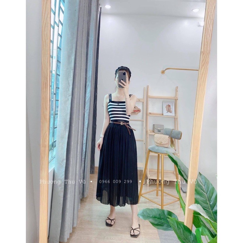 Chân váy xếp ly kèm đai - HÀNG QUẢNG CHÂU