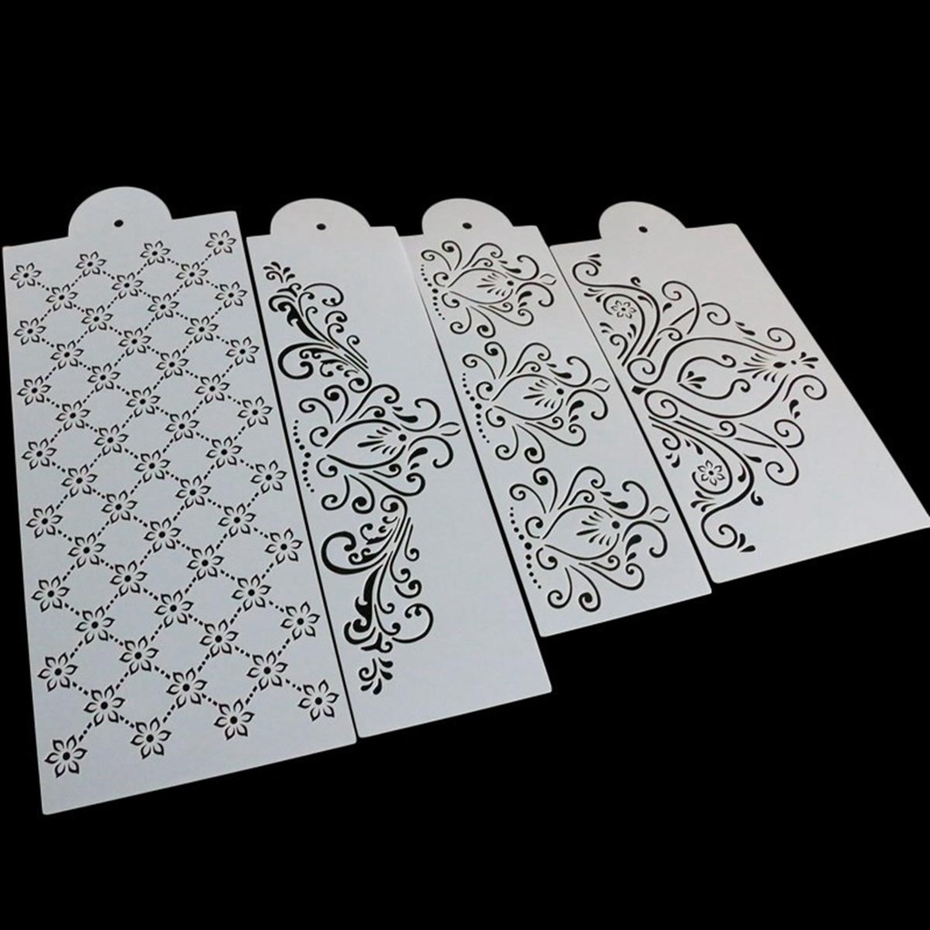 Set 4 Khuôn Tạo Họa Tiết Trang Trí Bánh Bằng Nhựa