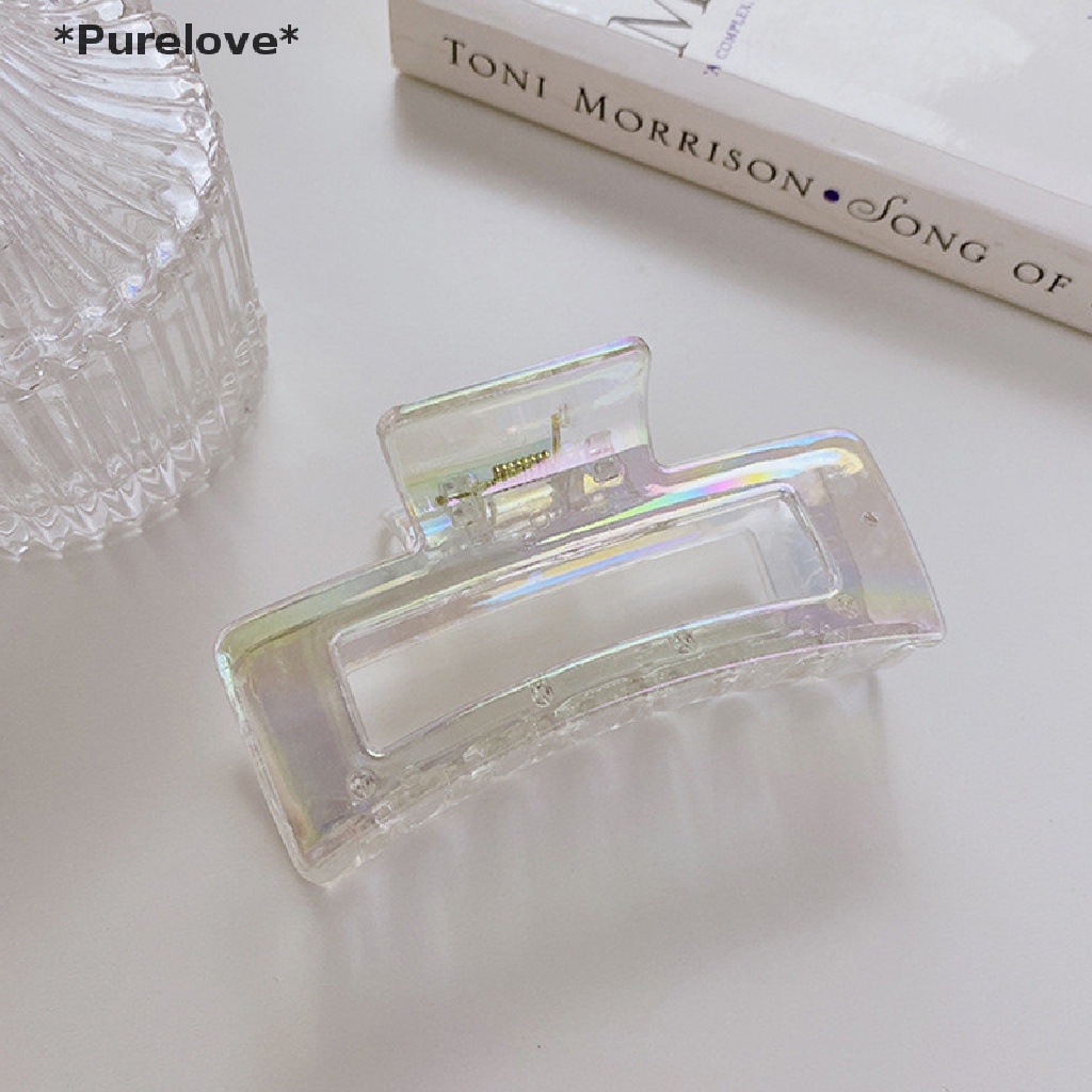 Kẹp Tóc Càng Cua Bằng Acrylic Màu Trơn Kiểu Retro Pháp