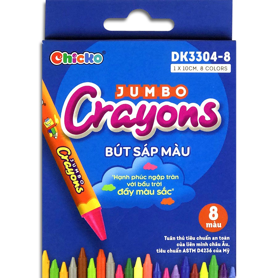 Bút Sáp Màu Duka: Bút Sáp Màu Jumbo Crayons (8 Màu) DK 3304 - 8