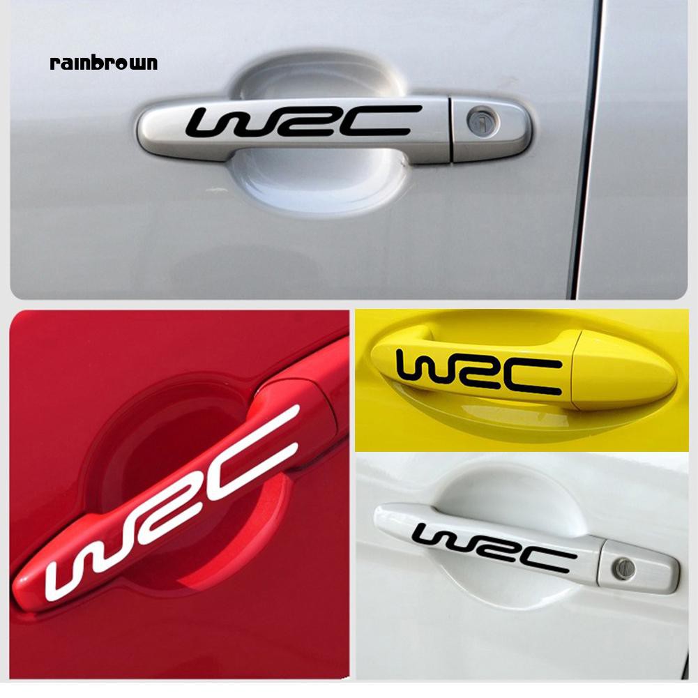 Bộ 4 sticker in chữ WRC độc đáo dán trang trí tay mở cửa xe oto