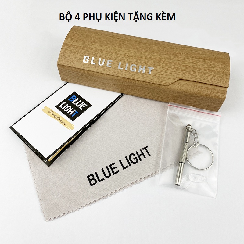 Gọng Kính Cận, Kính Giả Cận Nam Nữ, Mắt Oval Kim Loại Vàng Hàn Quốc - BLUE LIGHT