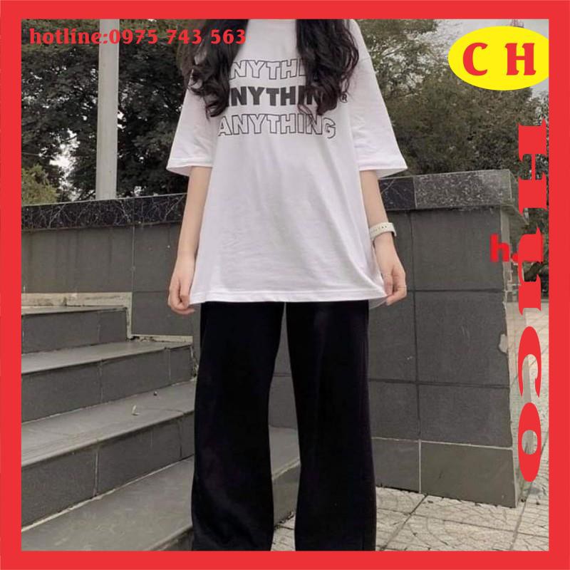 sét áo thun hè ngắn tay any chất cotton + quần bom đen chun ống chất da cá, sét đồ bộ nam nữ freesize unisex giá rẻ