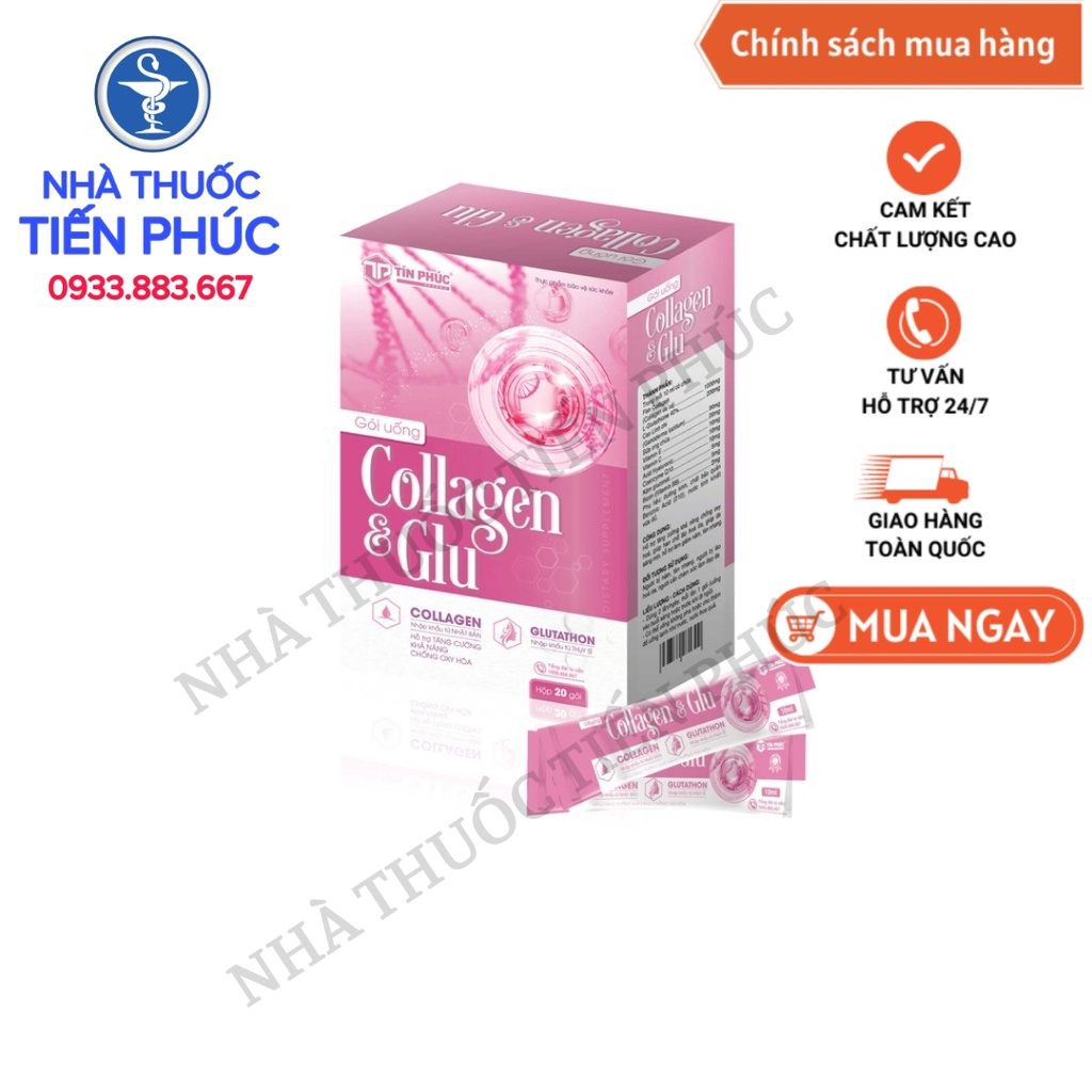 Gói uống Collagen & Glu - Hỗ trợ Giảm nám, tàn nhang, hạn chế lão hóa da Hộp 20 gói