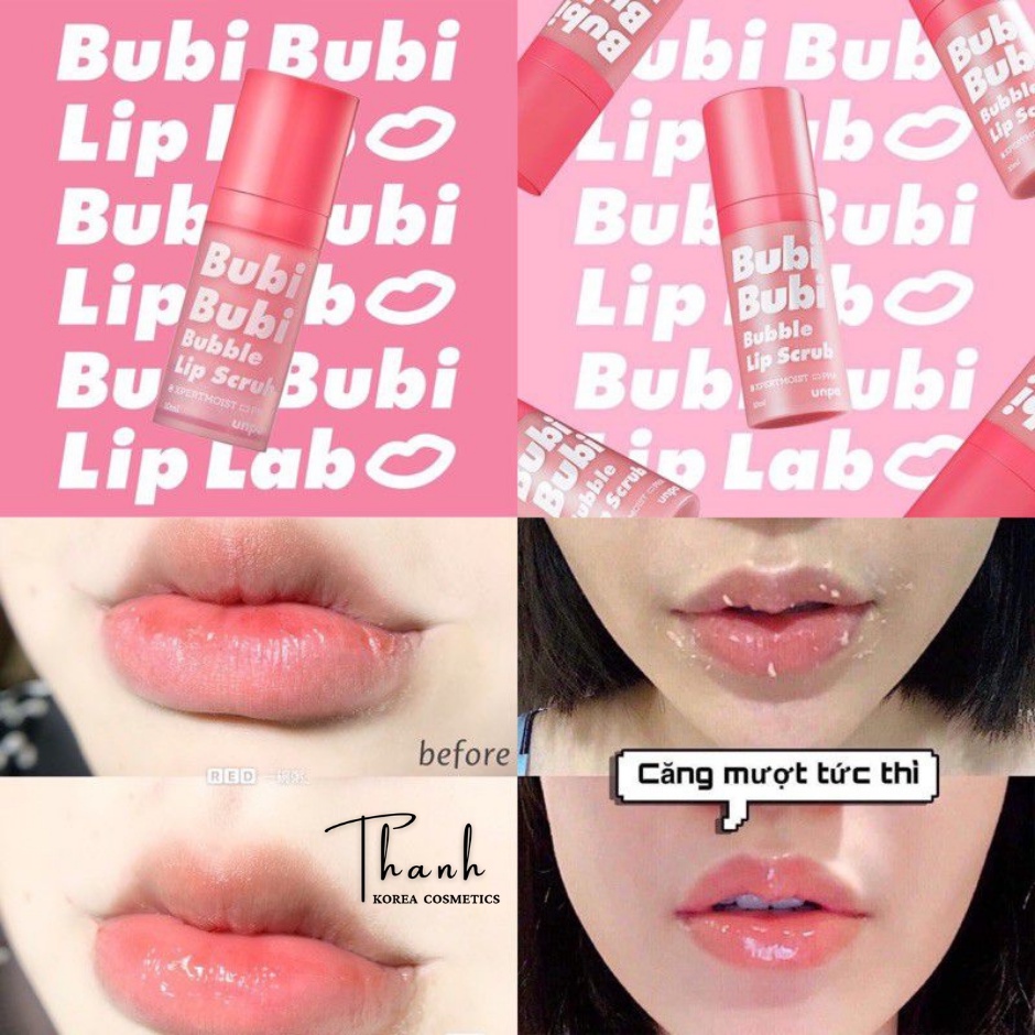 Tẩy Da Chết Môi Unpa Bubi Bubi Bubble Lip Scrub Gel Sủi Bọt, Hồng Môi Hàn Quốc 10ml