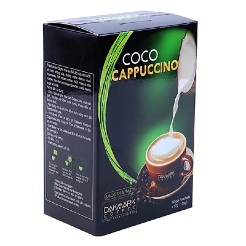 (HSD 08/08/2021) Cà Phê Cappuccino Hoà Tan Dừa DakMark (10 Gói x 17g)