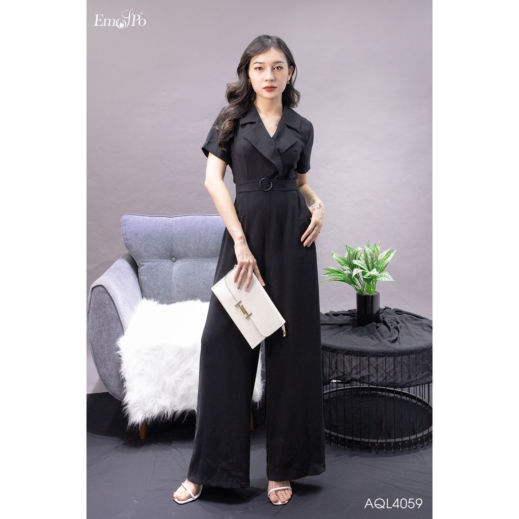 Jumsuit cổ bẻ, túi quần, đai eo rời Emspo AQL4059