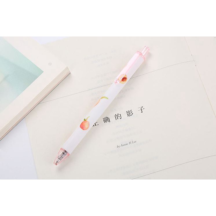 Bút Gel Bấm Quả Đào Mực Đen 0,5mm Dễ Thương H164