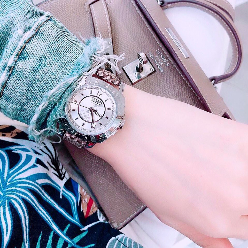Đồng Hồ Coach Nữ Dây Da 35mm - Silver - Chính Hãng