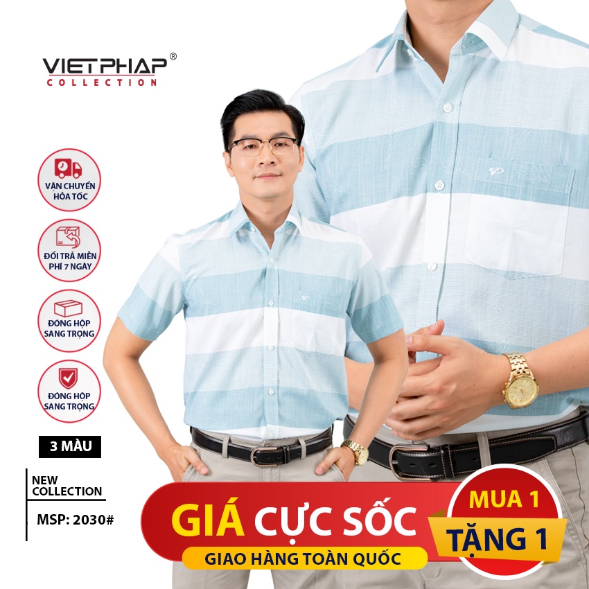 Sơ Mi Nam Tay Ngắn Cao Cấp Việt Pháp 2030 - HÀNG CHÍNH HÃNG