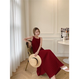 Váy maxi đi biển xếp li siêu cổ tích (2 màu)