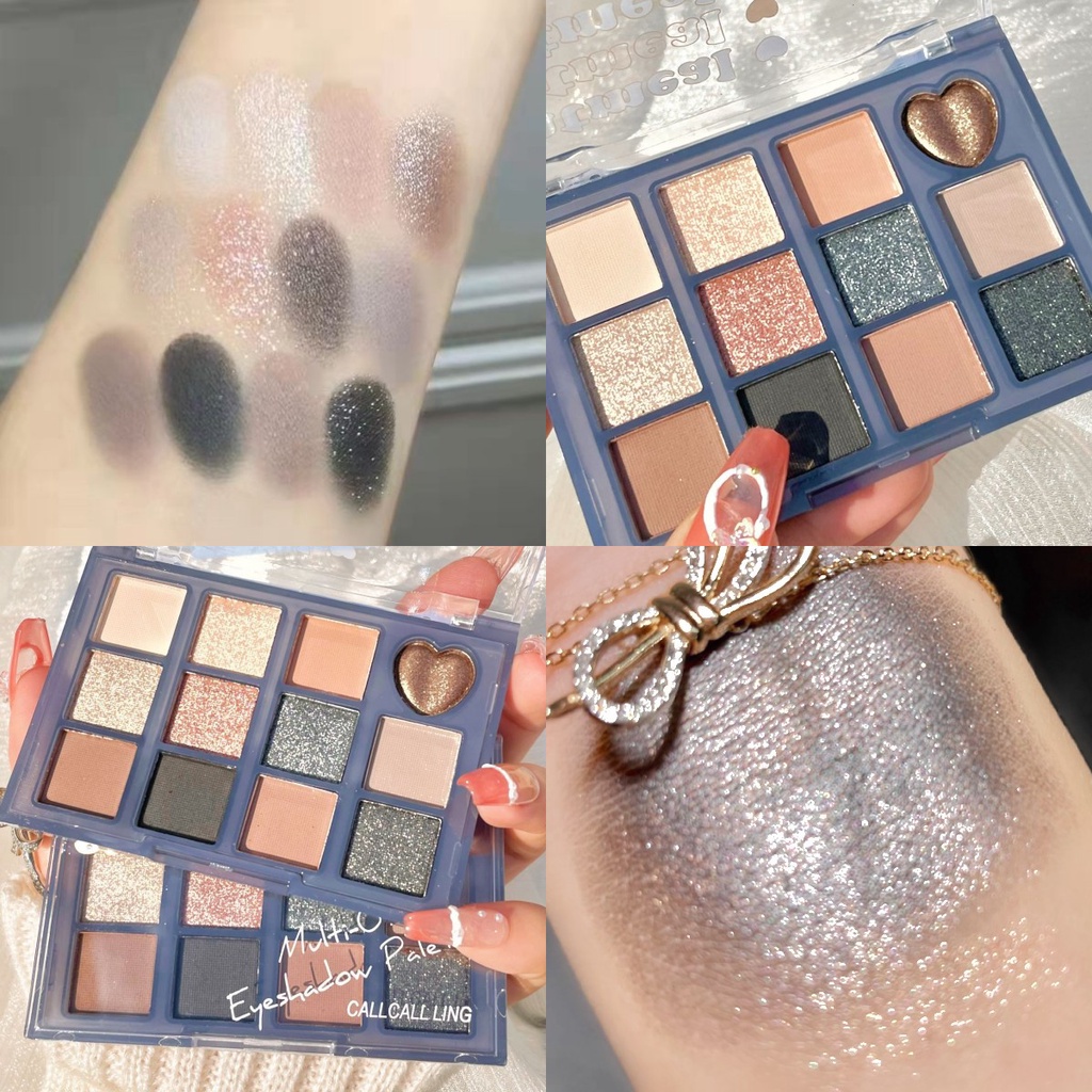 Bảng Phấn Mắt CALLCALLLING 12 Màu Tông Lì Và Nhũ Trang Điểm Lâu Trôi Cho Học Sinh