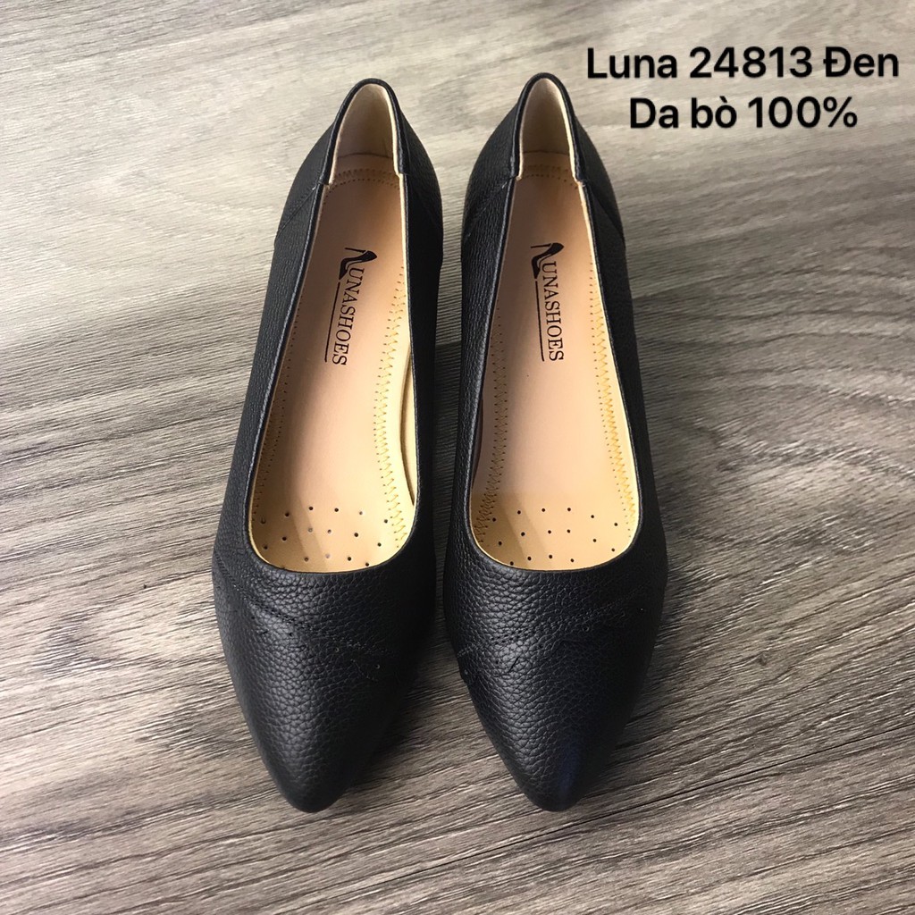 Giày đế xuồng nữ da bò mềm LUNASHOES 24813 da bò 2 lớp và bảo hành 2 năm 1 đổi 1 êm chân dễ phối đồ