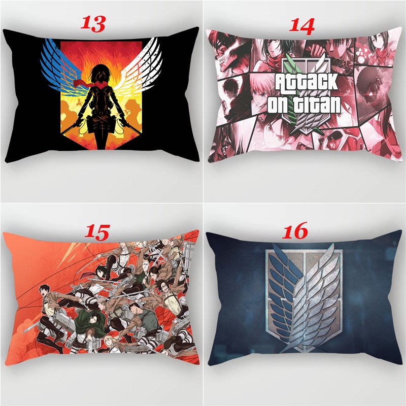 Vỏ Gối Polyester Hình Chữ Nhật In Họa Tiết Hoạt Hình Attack on Titan