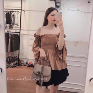 Áo Trễ Vai màu Nâu Tây