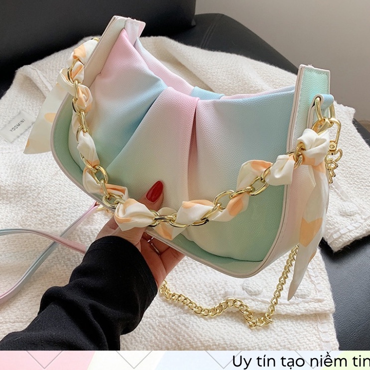 Túi đeo chéoLinh StoreTúi  kẹp nách đeo vai da pu cao cấp phối nhiều màu phong cách hàn quốc