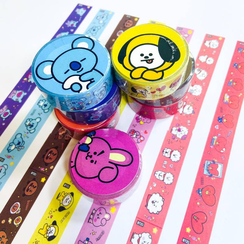 Băng Keo Kpop BTS BT21 Dễ Thương Dùng Để Trang Trí Sổ Tay/Nhật Ký DIY