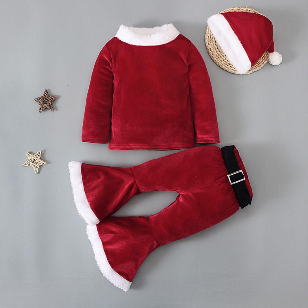 Set Đồ 4 Món Gồm Áo 12M-8T + Mũ Ông Già Noel + Dây Nịt Cho Bé Trai / Bé Gái