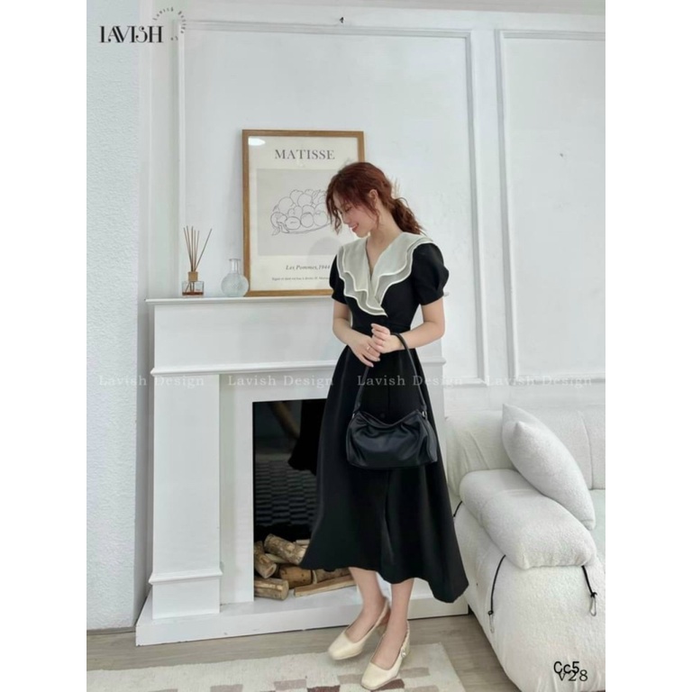 Đầm Cotton Lạnh Phối Gân Chẻ Váy Mặc Vào AUTO Xinh UP