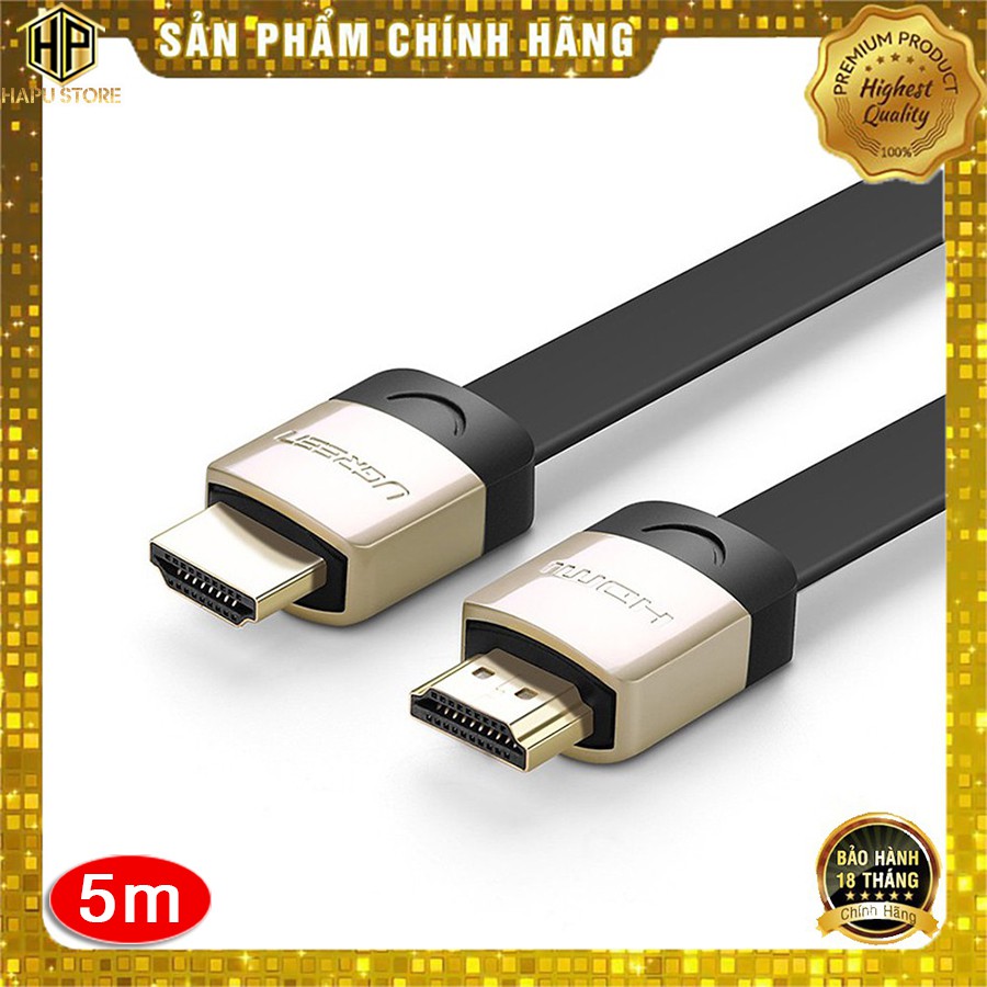 Cáp HDMI dẹt Ugreen 10263 dài 5M hỗ trợ 3D, 4K chính hãng - HapuStore