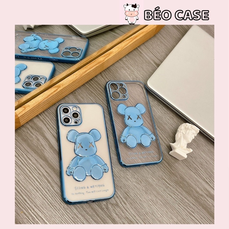 Ốp lưng KAWS XANH DƯƠNG BÓNG NỔI 3D VIỀN XI CẠNH VUÔNG CHỐNG BẨN