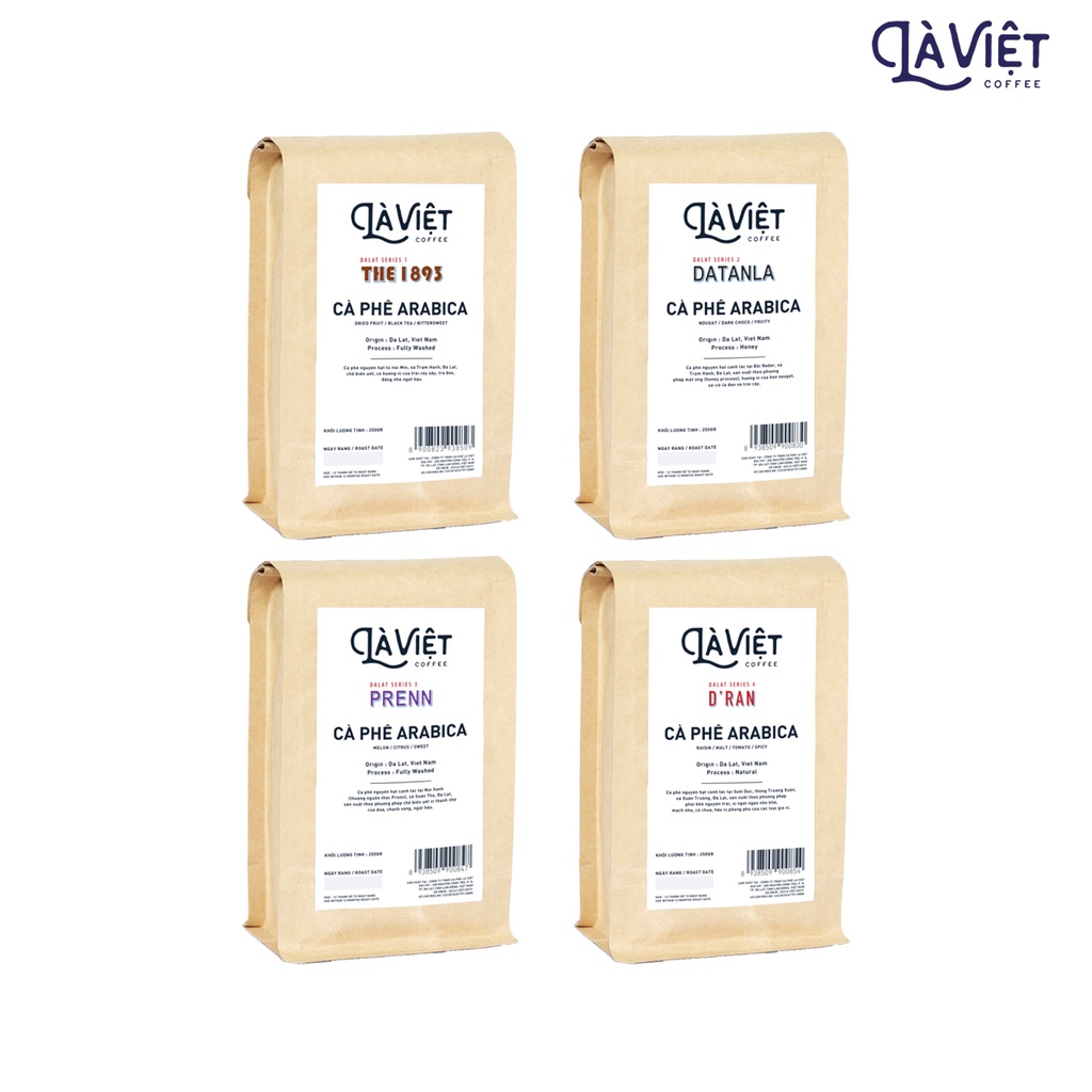 Cà Phê Nguyên Hạt LÀ VIỆT, Chuyên Dụng Pha Thủ Công, Đà Lạt Series 100% Arabica 250gr Vị Thanh Nhẹ