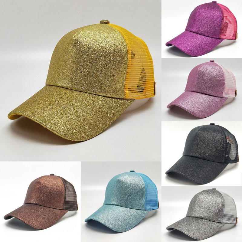 Youyo Mũ Lưỡi Trai Phối Lưới Lấp Lánh Có Thể Điều Chỉnh Cho Unisex