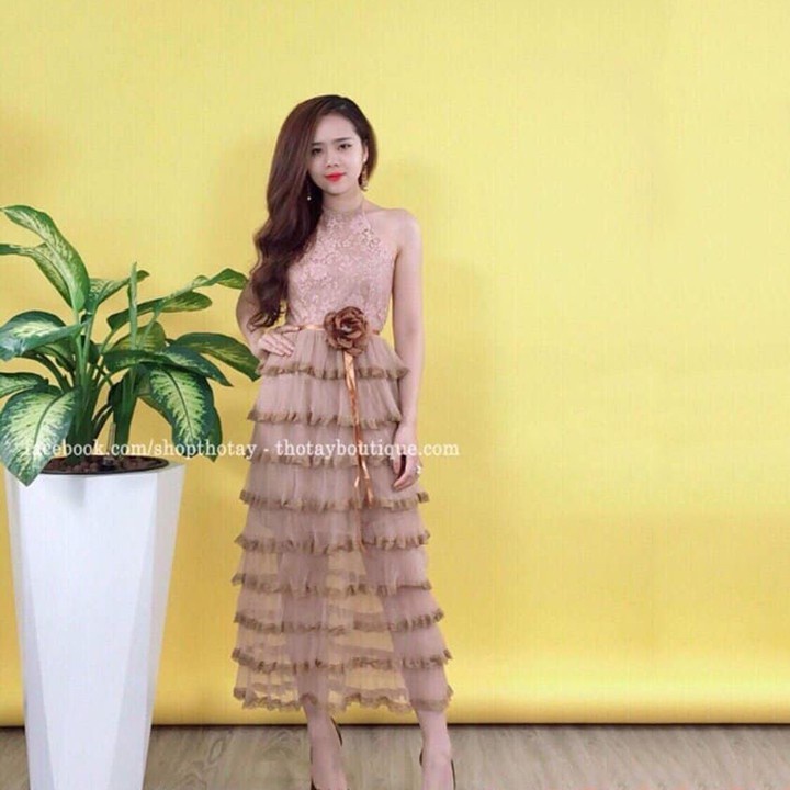 ĐẦM DÁNG XÒE CỔ YẾM HOA EO MP500🎀(1MÀU)🆕- kèm hình chụp thật sp 💯