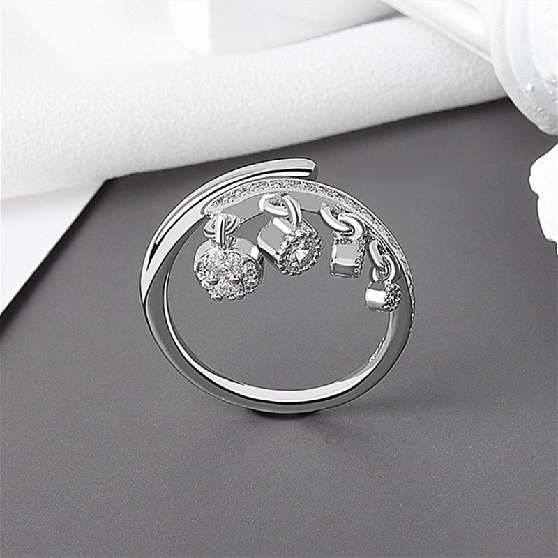 Mở cao cấp có thể điều chỉnh nhẫn theo phong cách Hàn Quốc thời trang nhẫn kim cương nữ nhẫn ngón trỏ