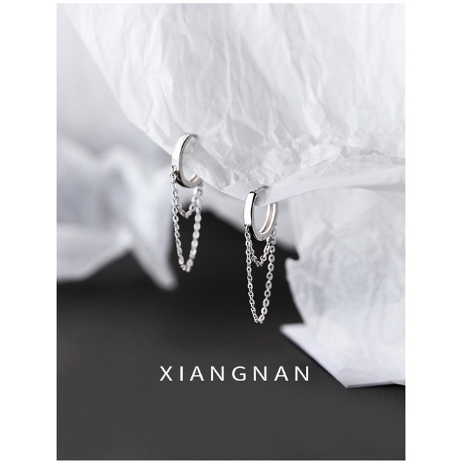 Bông tai nam nữ kiểu tròn tua rua 2 tầng Turel – khuyên tai ViVi_Gift