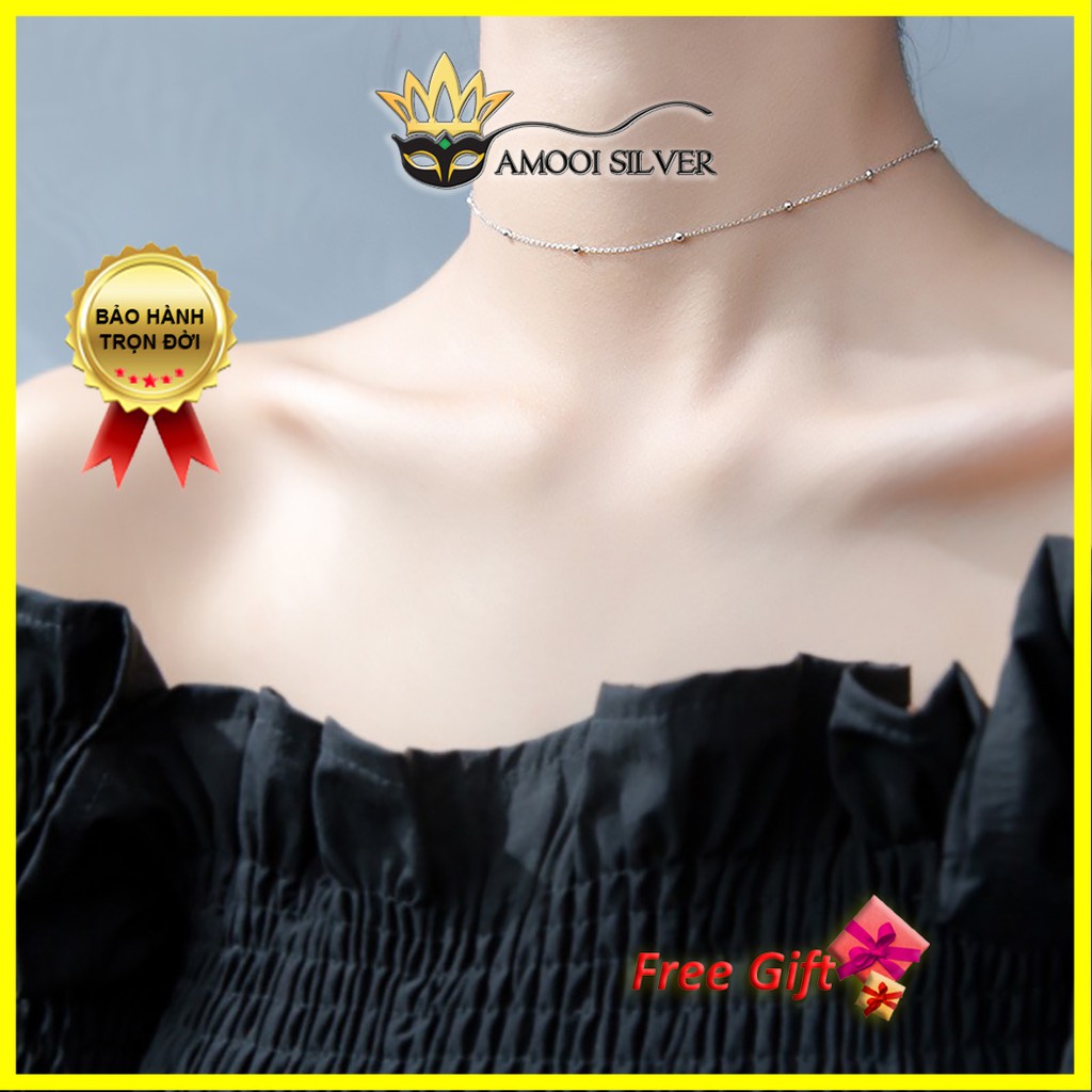 Dây chuyền choker bạc S925 bi - Amooi Silver AD09