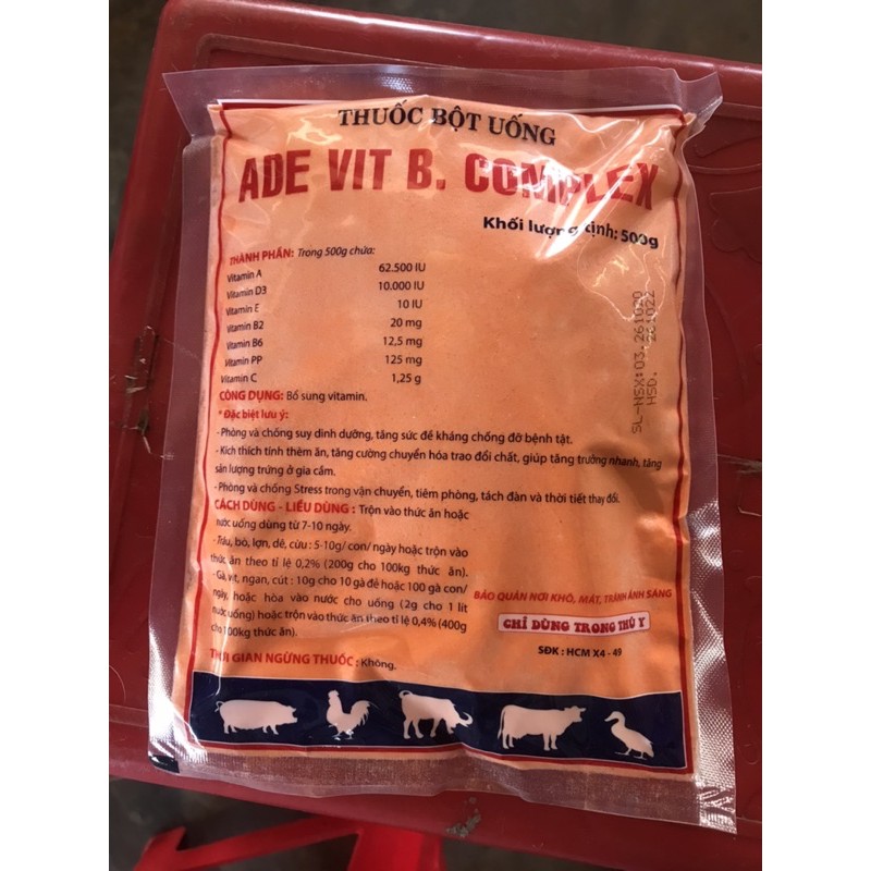 BỔ SUBG VITAMIN CHO GIA SÚC GIA CẦM ADE VIT BCOMPLEX 0,5kg