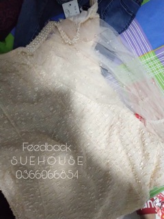 VÁY REN CỔ VUÔNG TAY LƯỚI ĐÍNH HẠT (feedback)