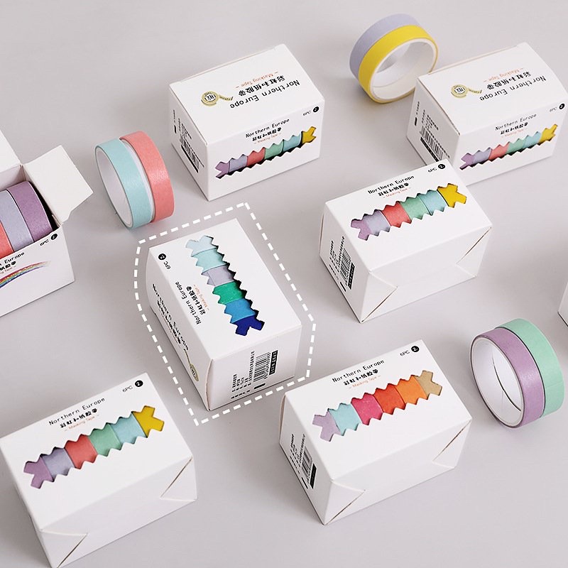 Set 6 cuộn WASHI ngẫu nhiên không hoạ tiết