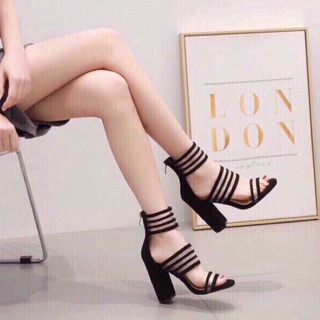 Dép cao gót 7 phân cao cổ kéo khoá sau