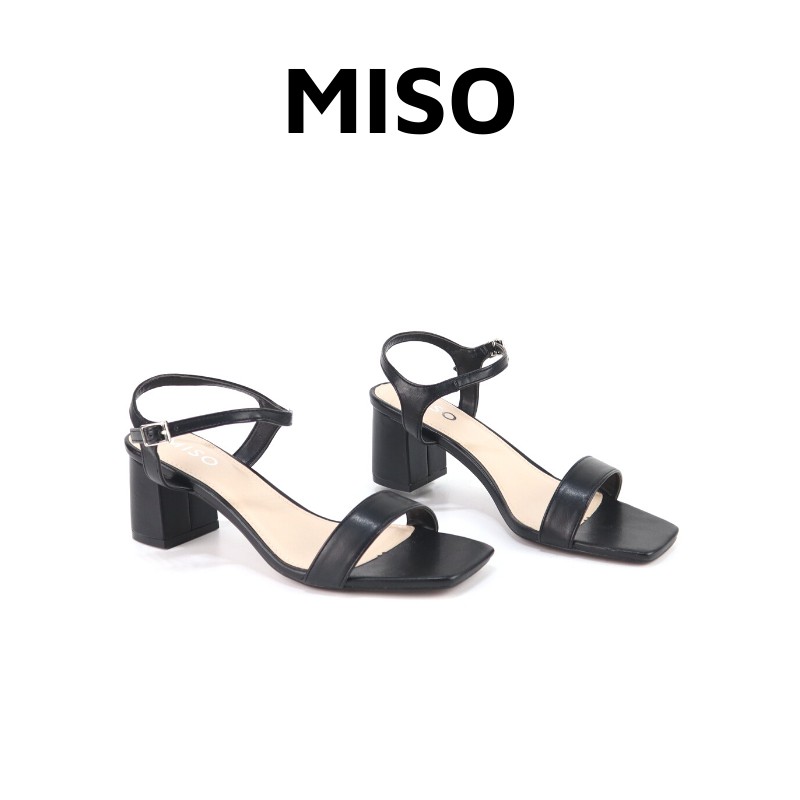 Giày sandal nữ quai ngang basic đơn giản đi làm gót trụ 5cm Miso M023