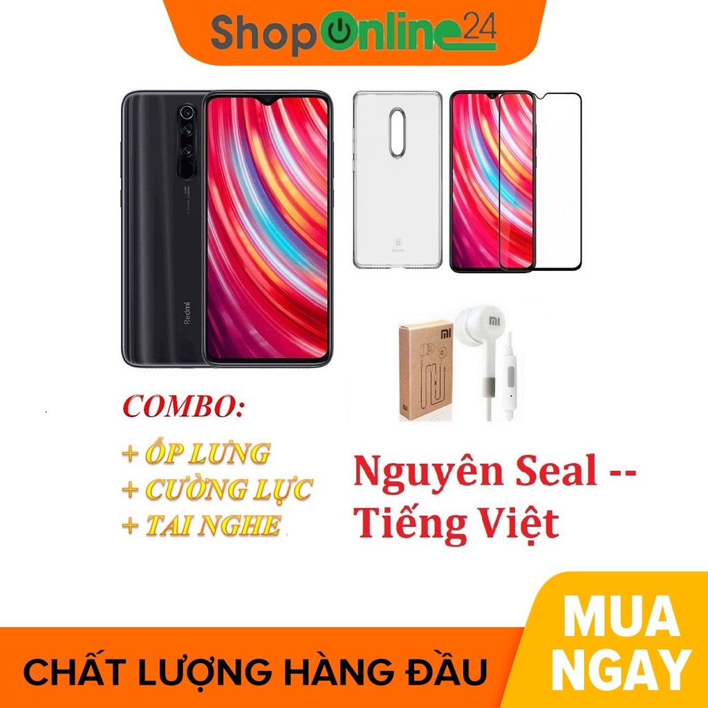 Điện thoại Xiaomi Redmi Note 8 Pro 6GB 128GB + Tai nghe + Cường lực + Ốp lưng- nhập khẩu