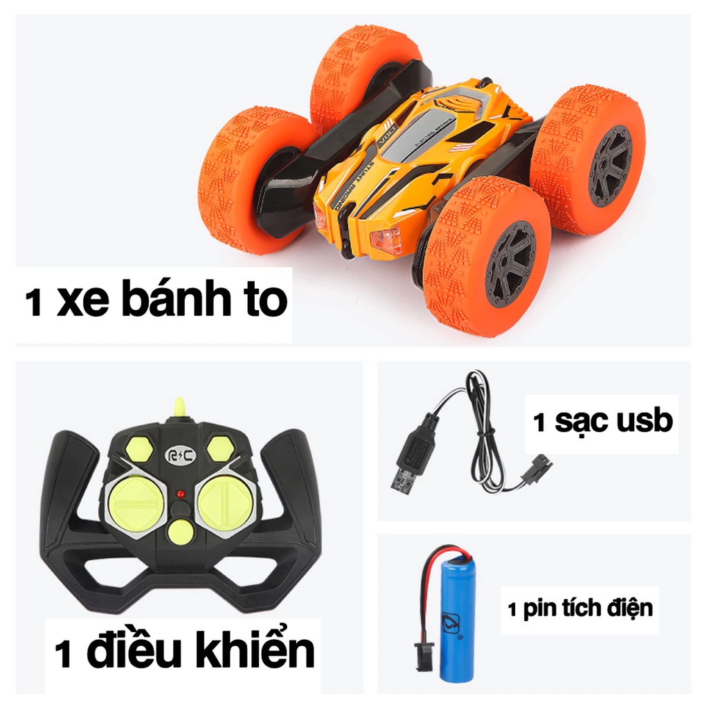 Xe ô tô điều khiển từ xa 2.4G xoay tròn 360 độ bánh lật thách thức địa hình khó siêu khỏe