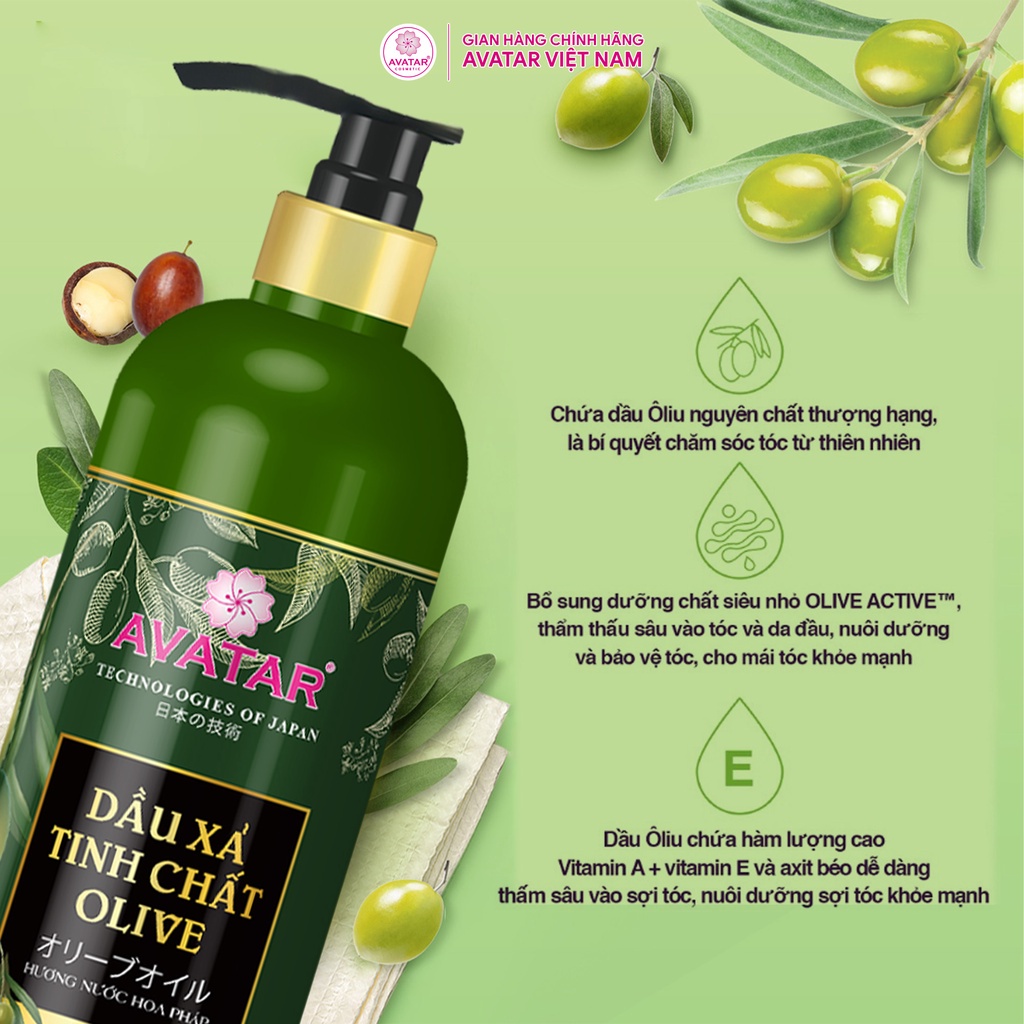 Dầu Xả Tinh Chất Olive Avatar Dưỡng Tóc Chắc Khỏe, Mềm Mượt (Chai 800ml)