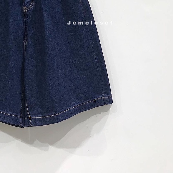 Quần Short Jean Nữ Có Nút Eo Tùy Chỉnh JEM CLOSET Quần Đùi Nữ Ống Rộng APET Thiết Kế Basic Lên Form Siêu Thon Chân 2736